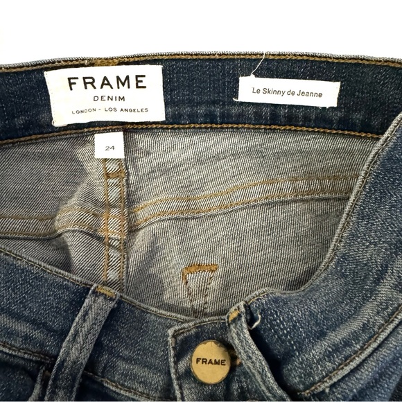 FRAME Womens Le Skinny de Jeanne Distressed Jeans Denim Blue Size 24 - Picture 3 of 4